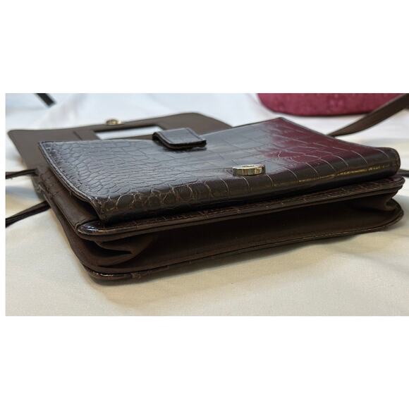 Nine West Brown Faux‎ Alligator Leather Crossbody Purse - Picture 5 of 10